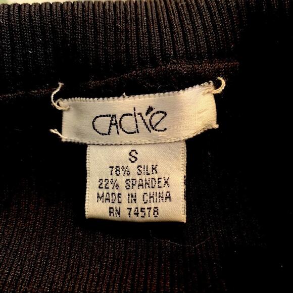 Cache black sweater sequin embellishments collar sleeve and front. S - Picture 12 of 14